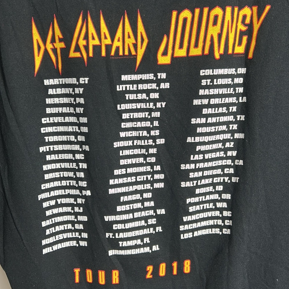 Def Leopard Journey 2018 Black Short Sleeve T-shirt Mens Size XL Concert Shirt - Picture 3 of 4